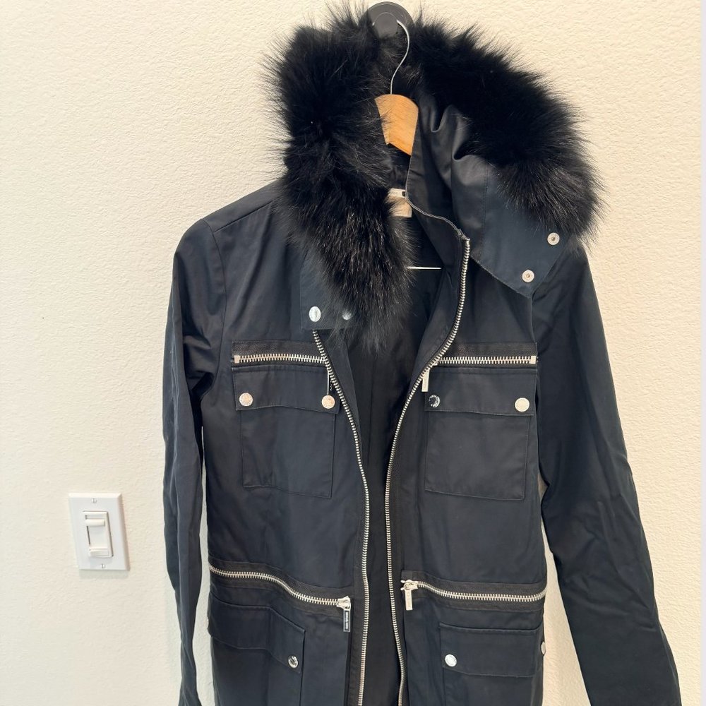 MICHAEL Michael Kors  Rain Jacket with Detachable Fur Hood